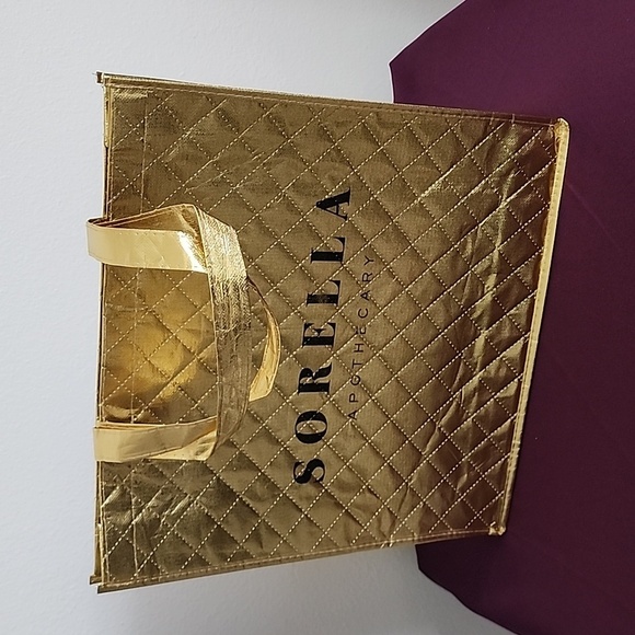 Sorella Apothecary Nylon Tote Bag Gold with a Diamond Pattern. - Picture 1 of 6